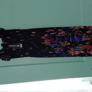 Docele Elegant Floral Midi Dress - Black and Multicolor